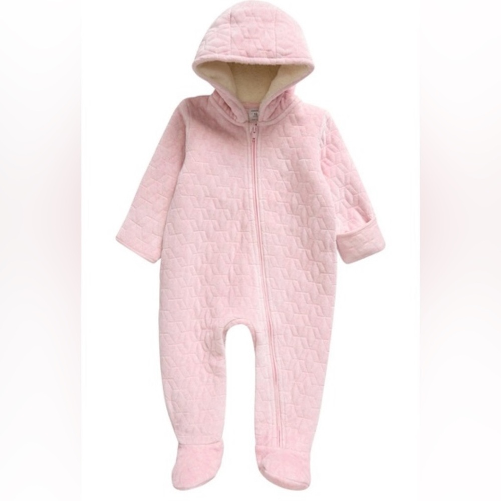NWOT Nordstrom Quilted Bunting in Pink Lotus Heather 3M Baby Girl (Runs Big)